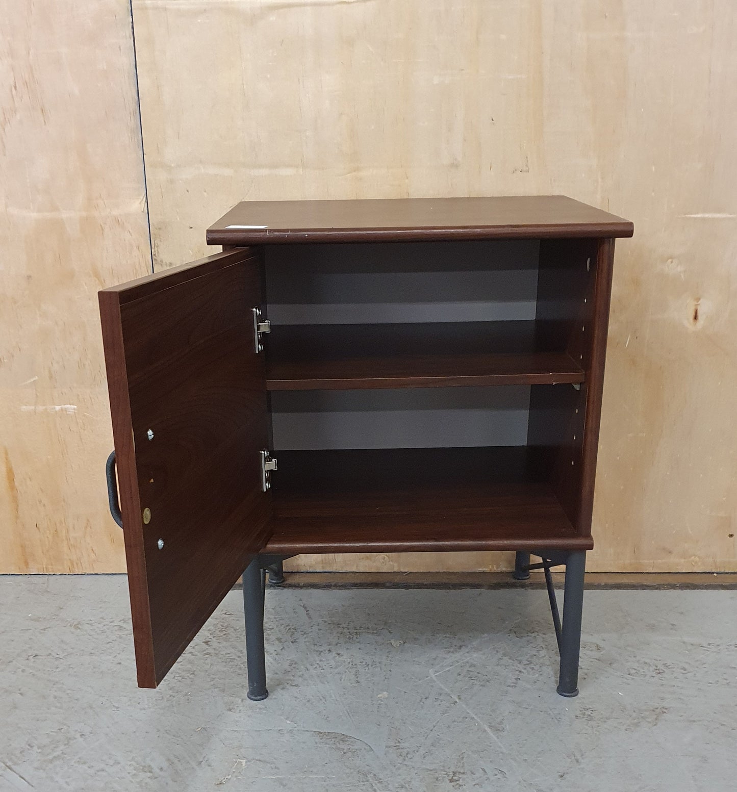 1 Door Mahogany Cabinet with Interior Shelf on Metal Frame - E102260