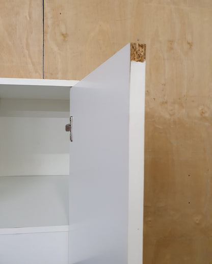 White Wood Single Door Wardrobe with 3 Internal Shelves - 104622