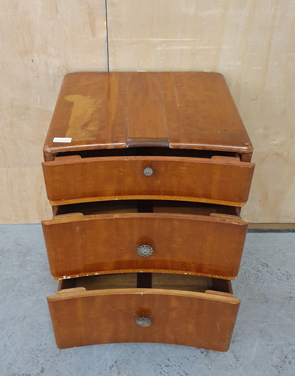 Vintage 3 Drawer Cabinet with Concave Front and Decorative Handles - EL103319