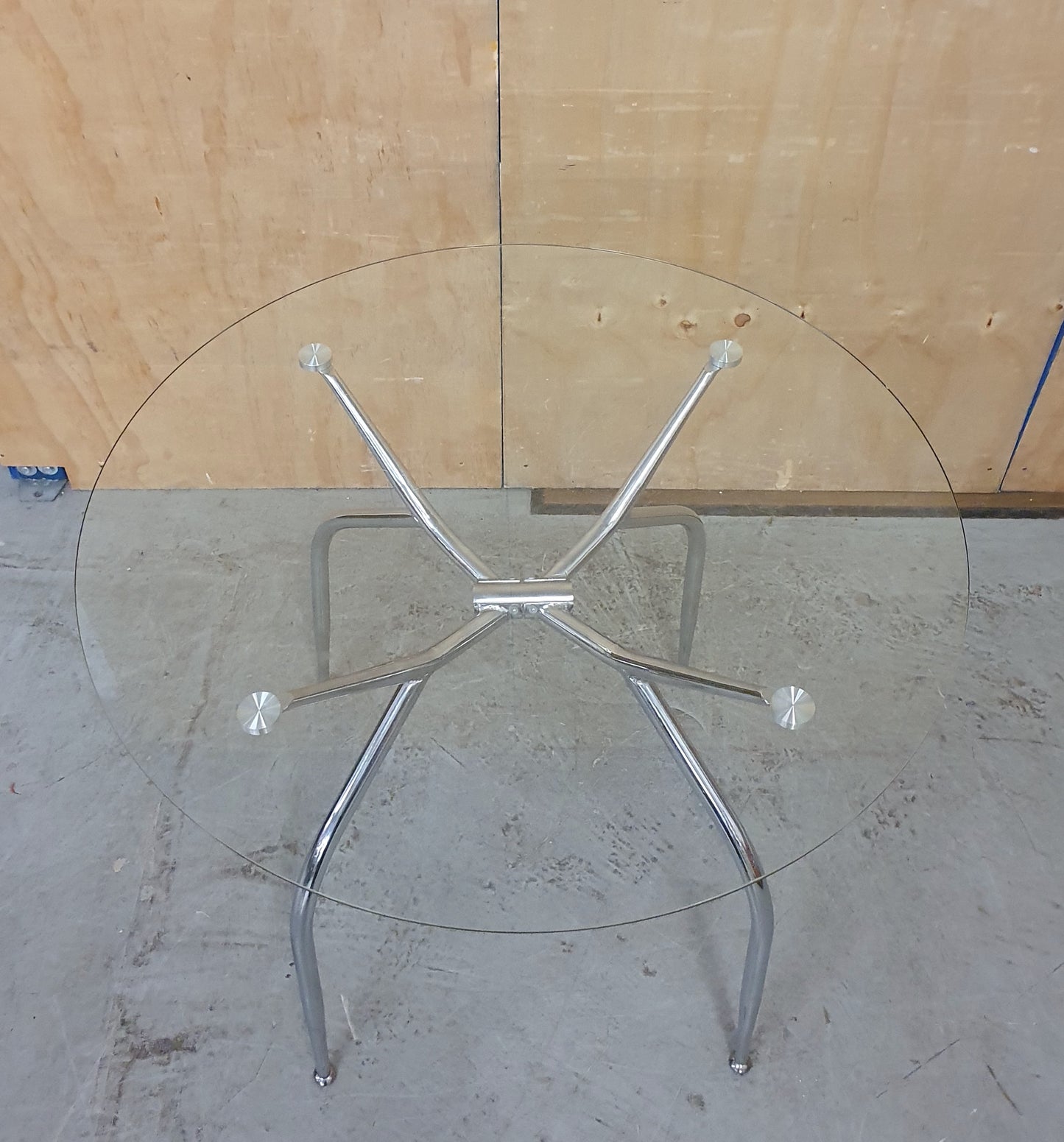 Round Glass Dining Table with Chrome Frame - 104879