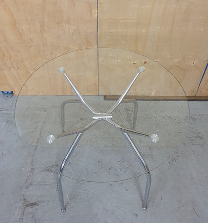 Round Glass Dining Table with Chrome Frame - 104879