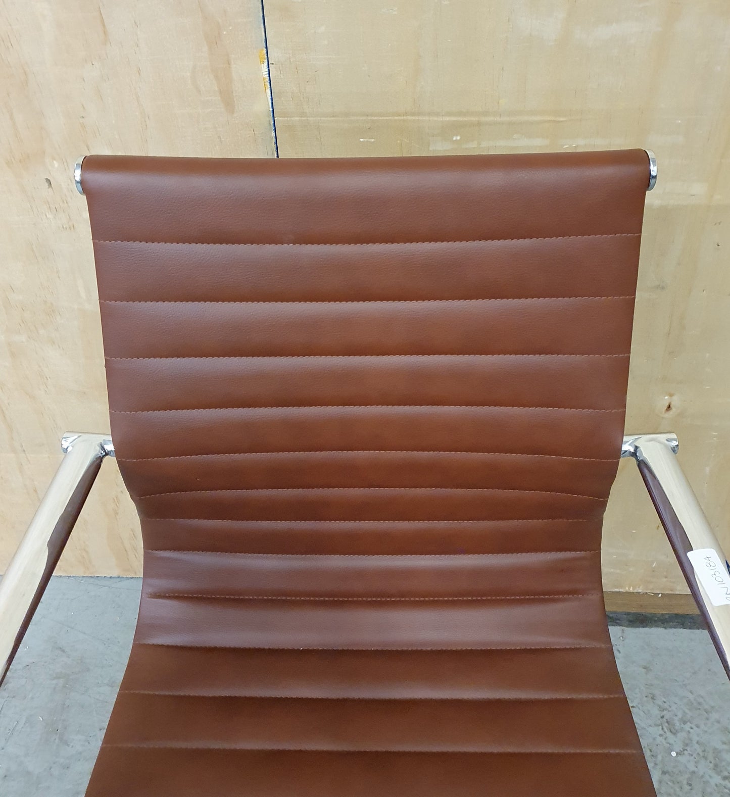 Brown Faux Leather and Chrome Office Chair on Castor Wheels - RN103184