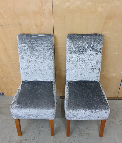 2 Matching Dining Chairs with Silver Crushed Velvet Coverings - EL104393 /EL104397