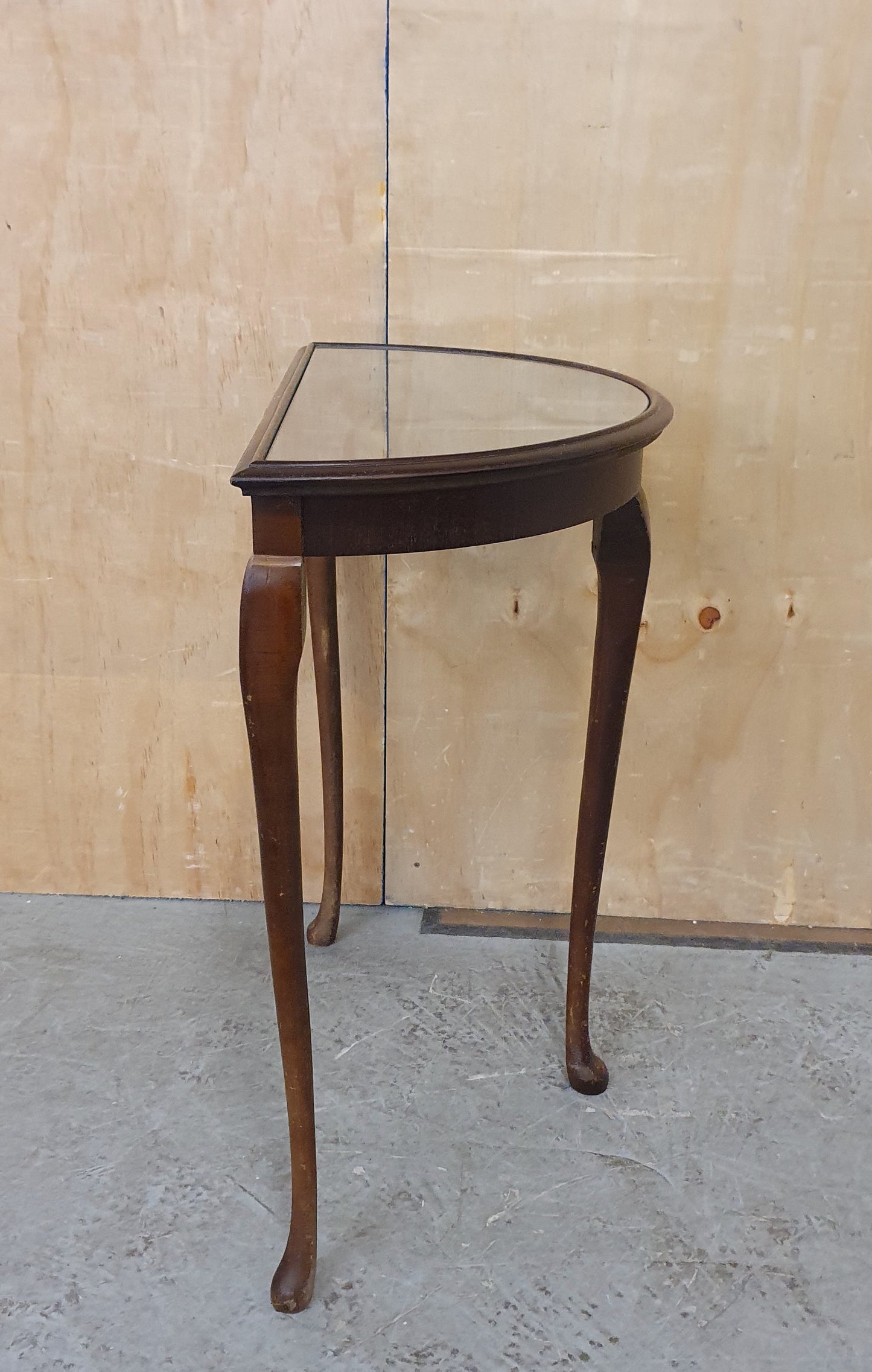 Mahogany Half Moon Glass Top Table with Cabriole Legs - 104900