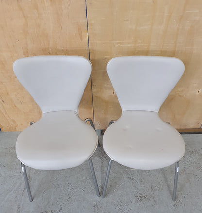 4 Matching Grey Faux Leather Dining Chairs with Chrome Frame - EL104367 / EL104368 / EL104369 / EL104370