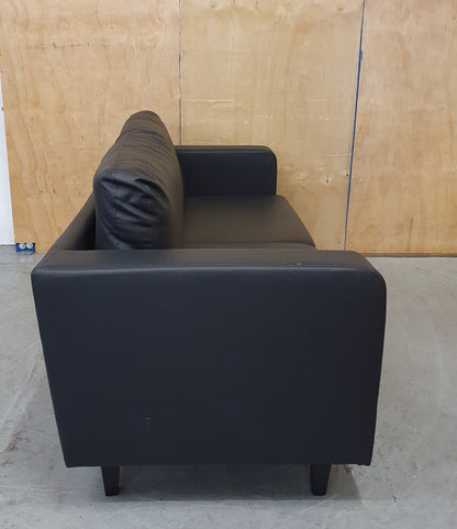 Black Faux Leather 2 Seater Sofa - 104863
