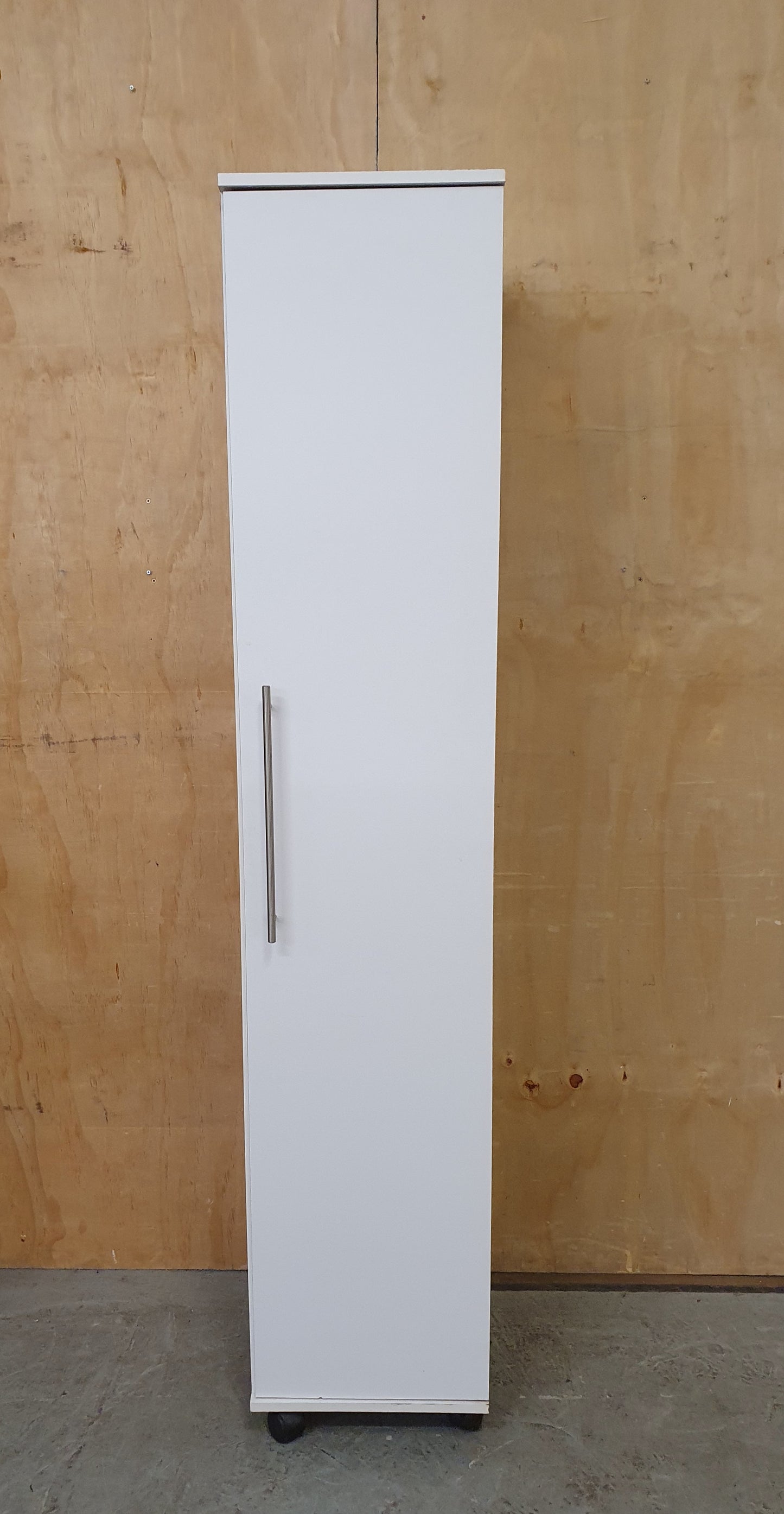White Wood Single Door Wardrobe with 3 Internal Shelves - 104622