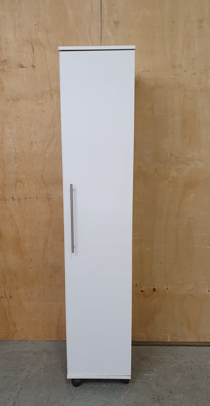 White Wood Single Door Wardrobe with 3 Internal Shelves - 104622