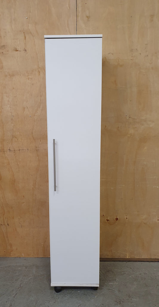 White Wood Single Door Wardrobe with 3 Internal Shelves - 104622