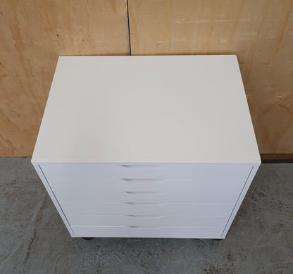 IKEA ALEX White Wood Storage Drawers on Castor Wheels - 104296