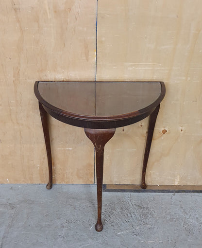 Mahogany Half Moon Glass Top Table with Cabriole Legs - 104900