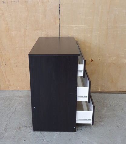 Small 3 Drawer Dark Brown Wood Chest of Drawers - EL104585