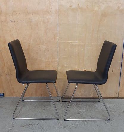 IKEA LILLANAS 2 Matching Black Faux Leather Dining Chairs - 104777 / 104778