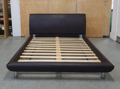 Brown Faux Leather Double Bed Base - 040226-01