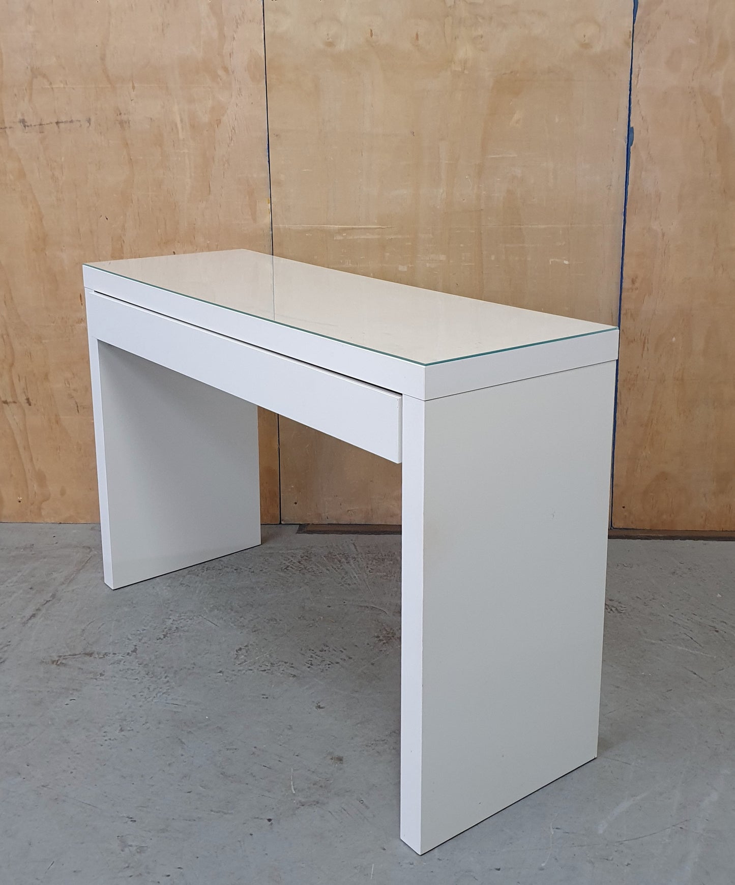 IKEA MALM White Wood Large Dressing Table with 1 Drawer and Removable Glass Top Surface - 104039