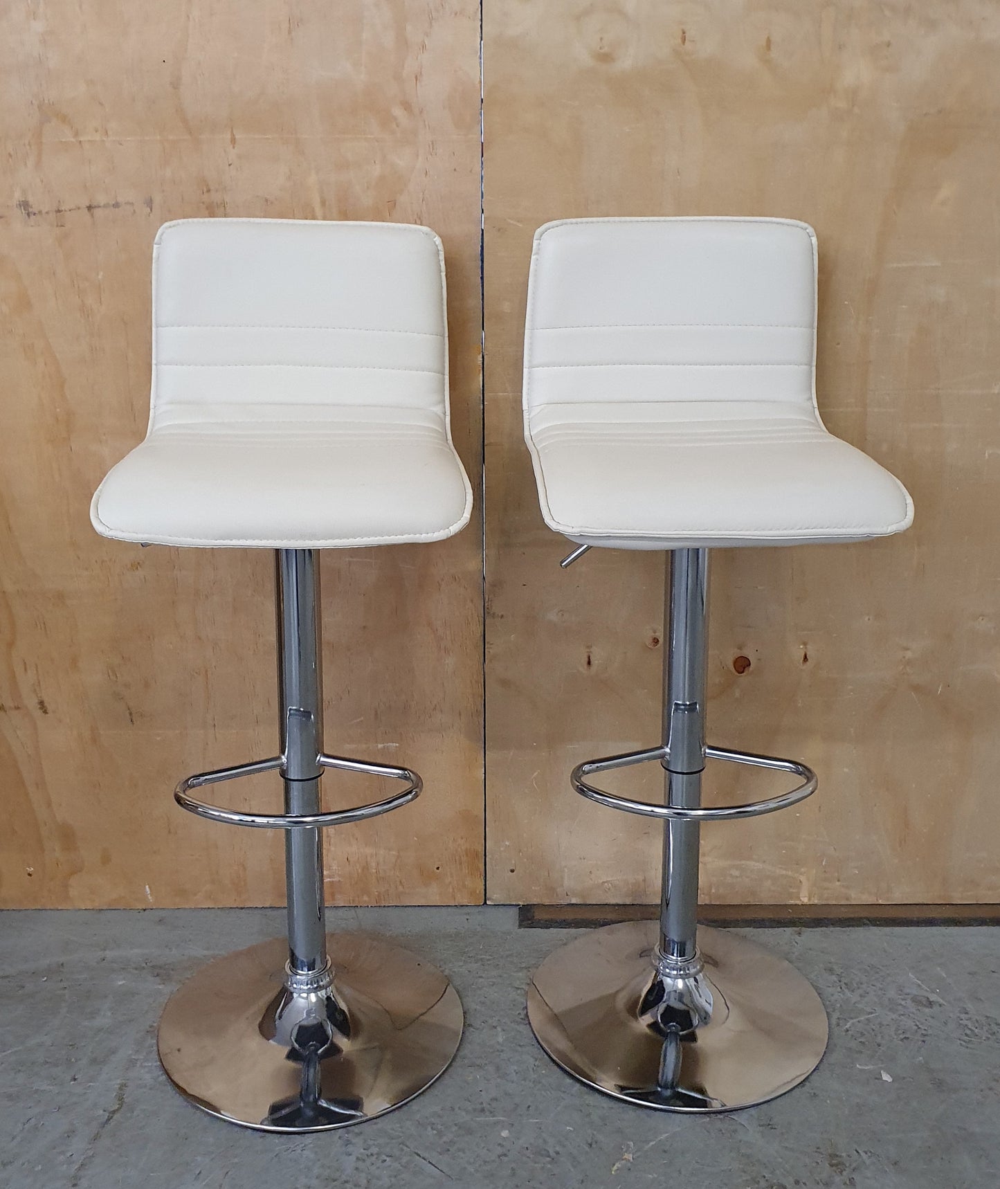 2 Matching Cream Faux Leather Height Adjustable Bar Stools - EL104575 / EL104576