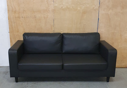 Black Faux Leather 2 Seater Sofa - 104863