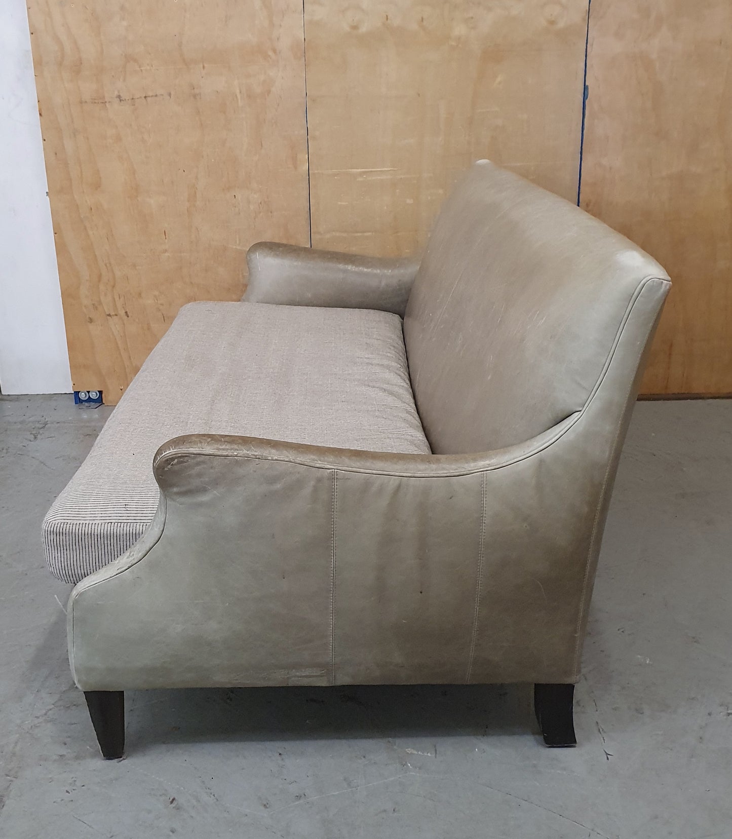 Grey Leather 2 Seater Modern Sofa with Removable Cushioned Seat  - 103933