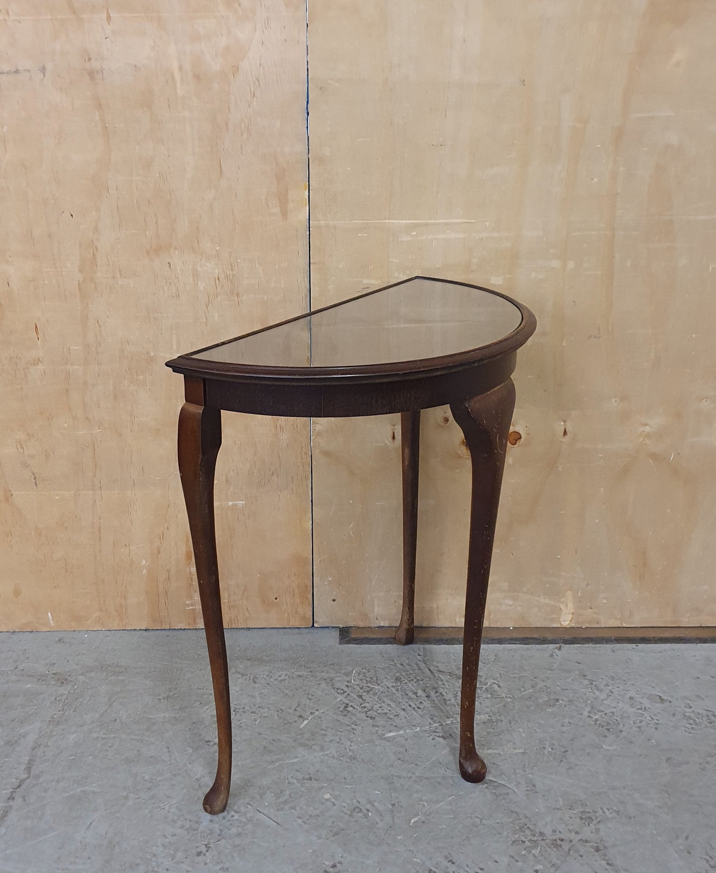 Mahogany Half Moon Glass Top Table with Cabriole Legs - 104900