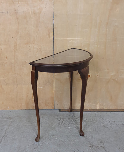 Mahogany Half Moon Glass Top Table with Cabriole Legs - 104900
