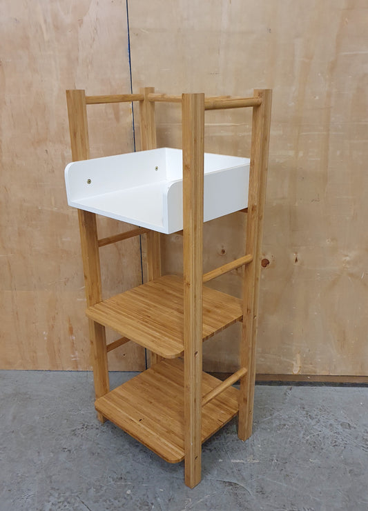 Small Bamboo Shelving Unit with White Top Section - 120925-01