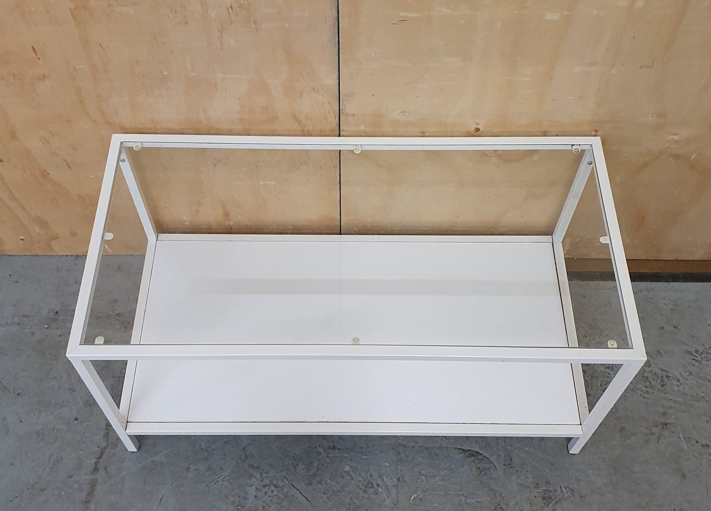 Modern White 2 Tier Coffee Table with Glass Top and Metal Frame - 104881