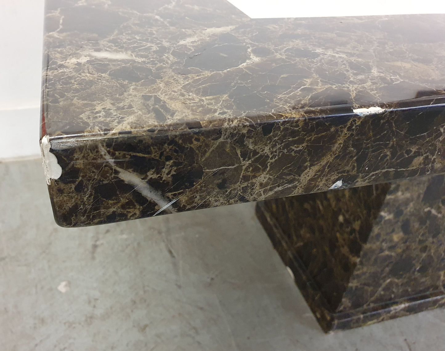 Large Heavy Brown Faux Marble Dining Table - 104429