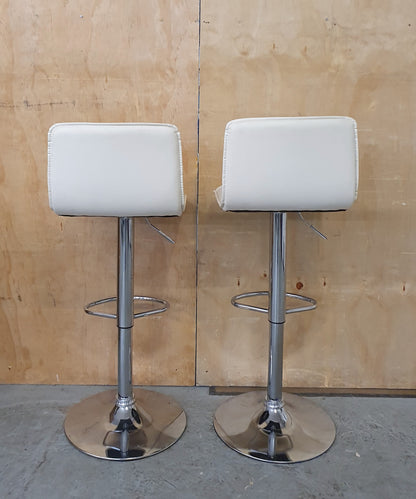 2 Matching Cream Faux Leather Height Adjustable Bar Stools - EL104575 / EL104576