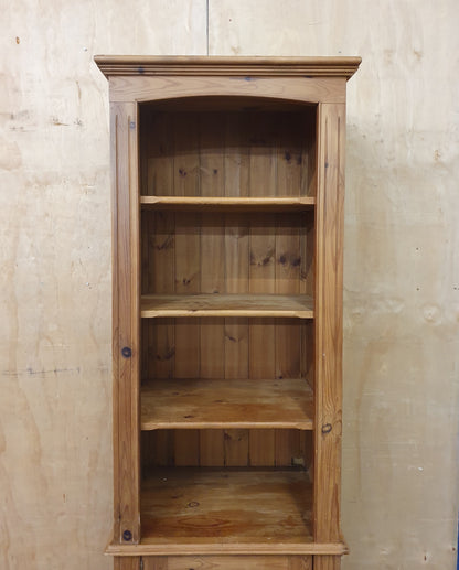 Tall Pine Display Cabinet with 3 Shelves and 1 Bottom Door - 104808