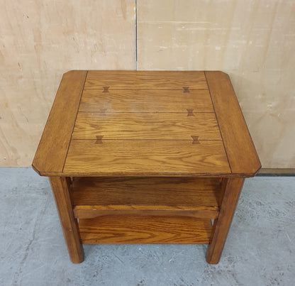 2 Tier Solid Oak Coffee Table with 1 Small Drawer and Slatted Side - 104842