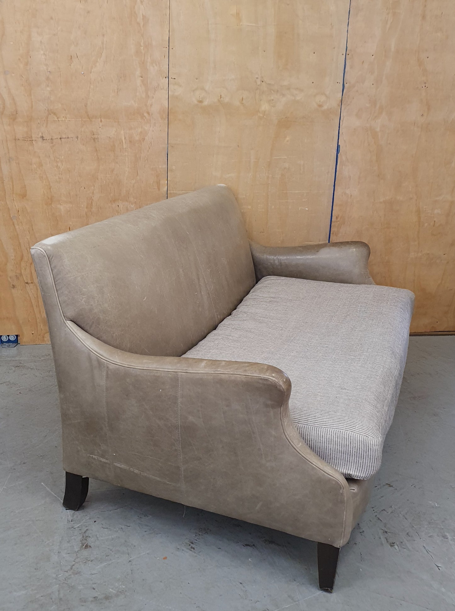 Grey Leather 2 Seater Modern Sofa with Removable Cushioned Seat  - 103933