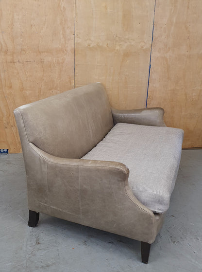 Grey Leather 2 Seater Modern Sofa with Removable Cushioned Seat  - 103933