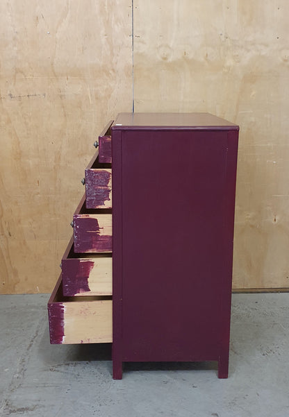 5 Drawer Burgundy Chest of Drawers - 104799