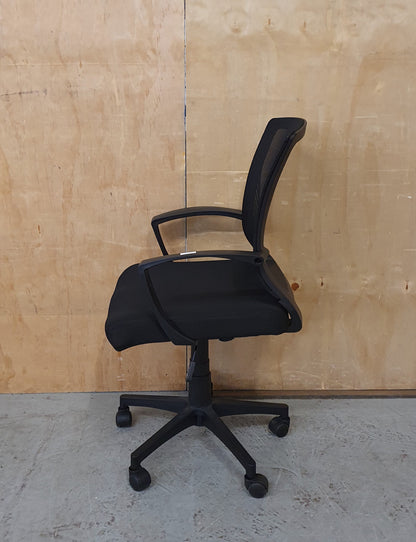 Black Office Chair with Mesh Fabric Back Rest and Castor Wheels - 103850