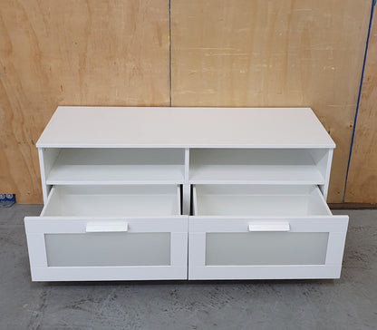 IKEA BRIMNES White TV Stand with 2 Deep Frosted Drawers - EL104907