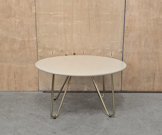 Cream Round Top Coffee Table with Gold Legs - EL104753
