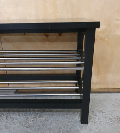 3 Tier Black Wood Shoe Rack with Chrome Section - 104841