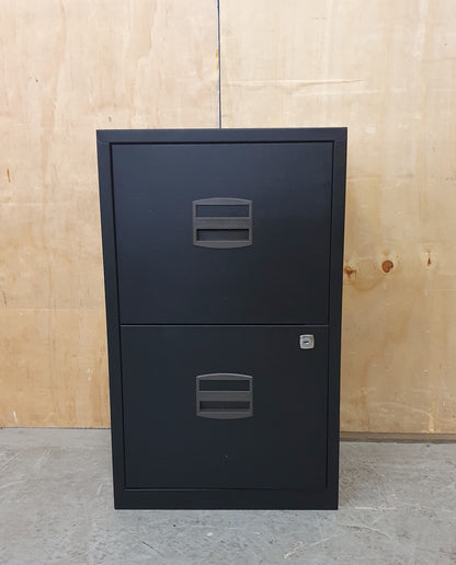 Small Black 2 Drawer Metal Filing Cabinet - 150825-11