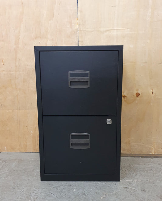 Small Black 2 Drawer Metal Filing Cabinet - 150825-11