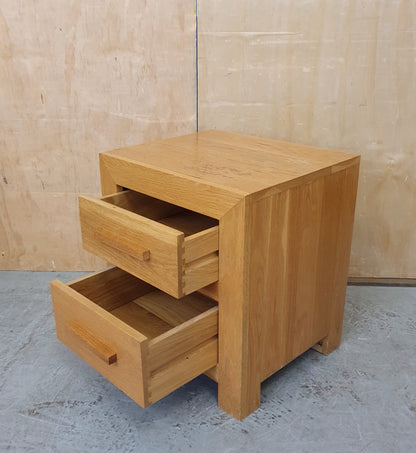 Single 2 Drawer Oak Bedside Cabinet - 104492