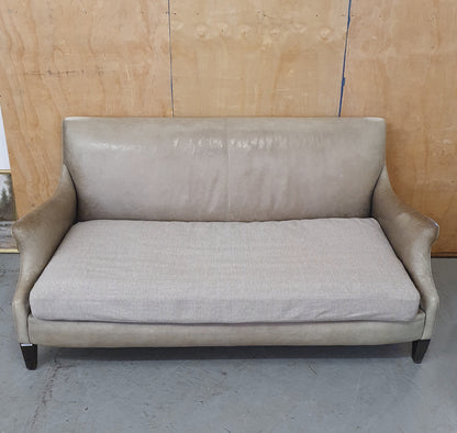 Grey Leather 2 Seater Modern Sofa with Removable Cushioned Seat  - 103933