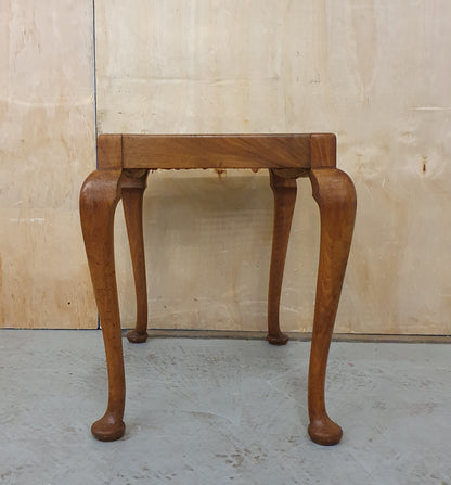 Vintage Queen Anne Bergere Cane Dressing Table Stool with Cabriole Legs - EL102284