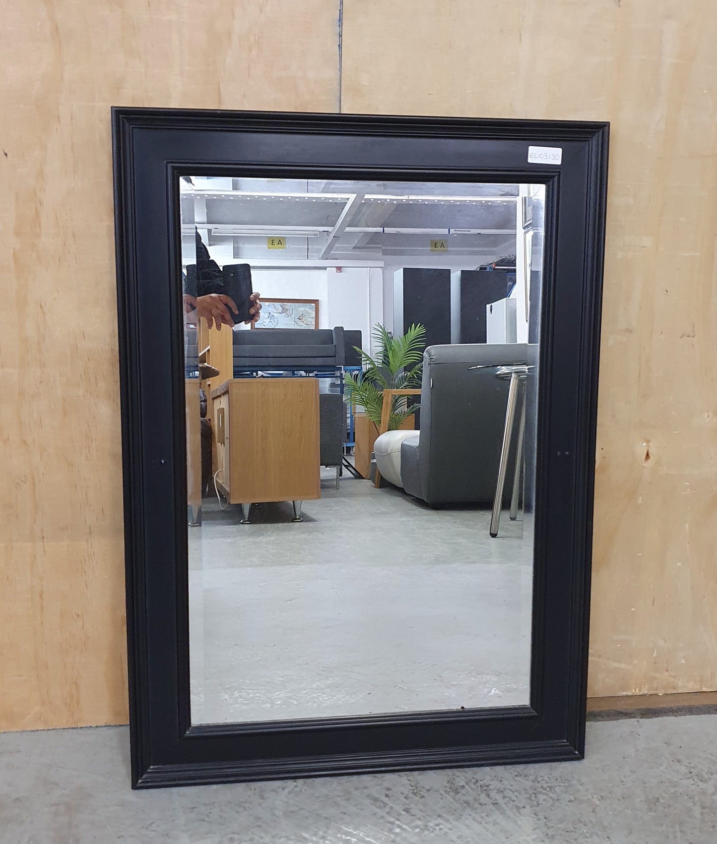 Black Large Mirror with Bevelled Edges - EL103130