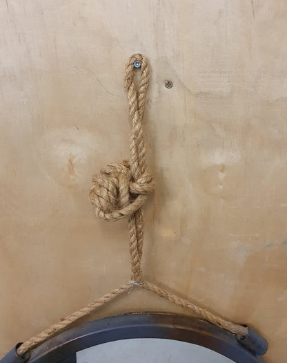 Metal Frame Round Mirror with Rope for Hanging - 260925-01