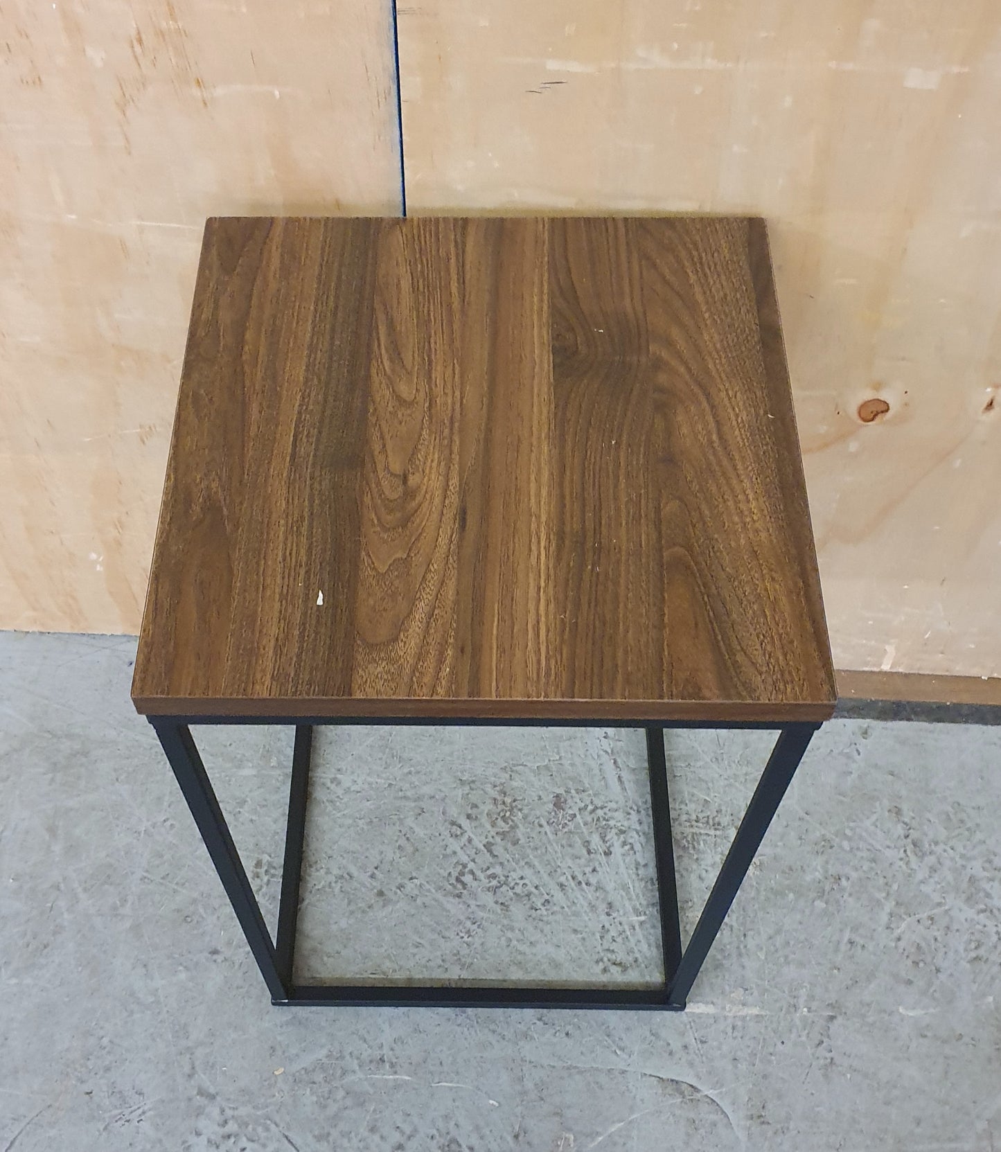 Dark Wood Top Side Table with Black Metal Wrap Around Frame - 104321