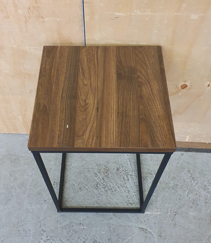 Dark Wood Top Side Table with Black Metal Wrap Around Frame - 104321