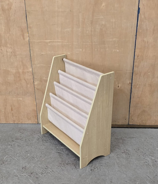 Children's Wood Framed Book Holder with Canvas Fabric Sections - EL104756