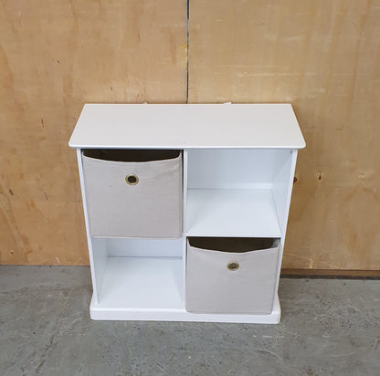 Small 4 Cubby Hole Shelving Unit with 2 Canvas Storage Boxes - EL104591