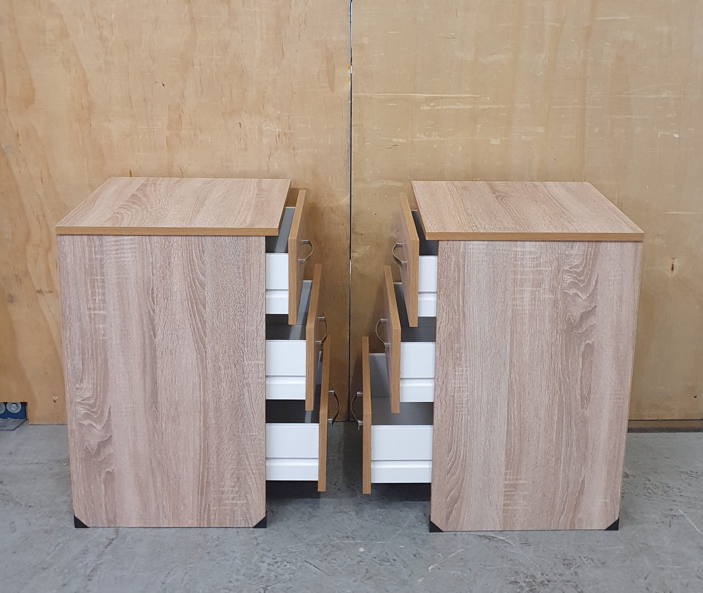 2 Matching Wood 3 Drawer Bedside Cabinets - EL104528 / EL104529