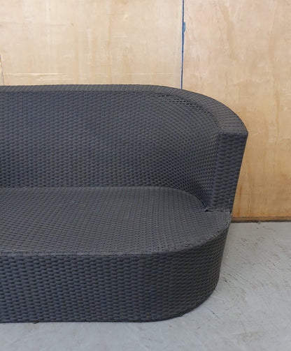 Dark Grey Oval Shape Plastic Weaved Garden Sofa - EL104055